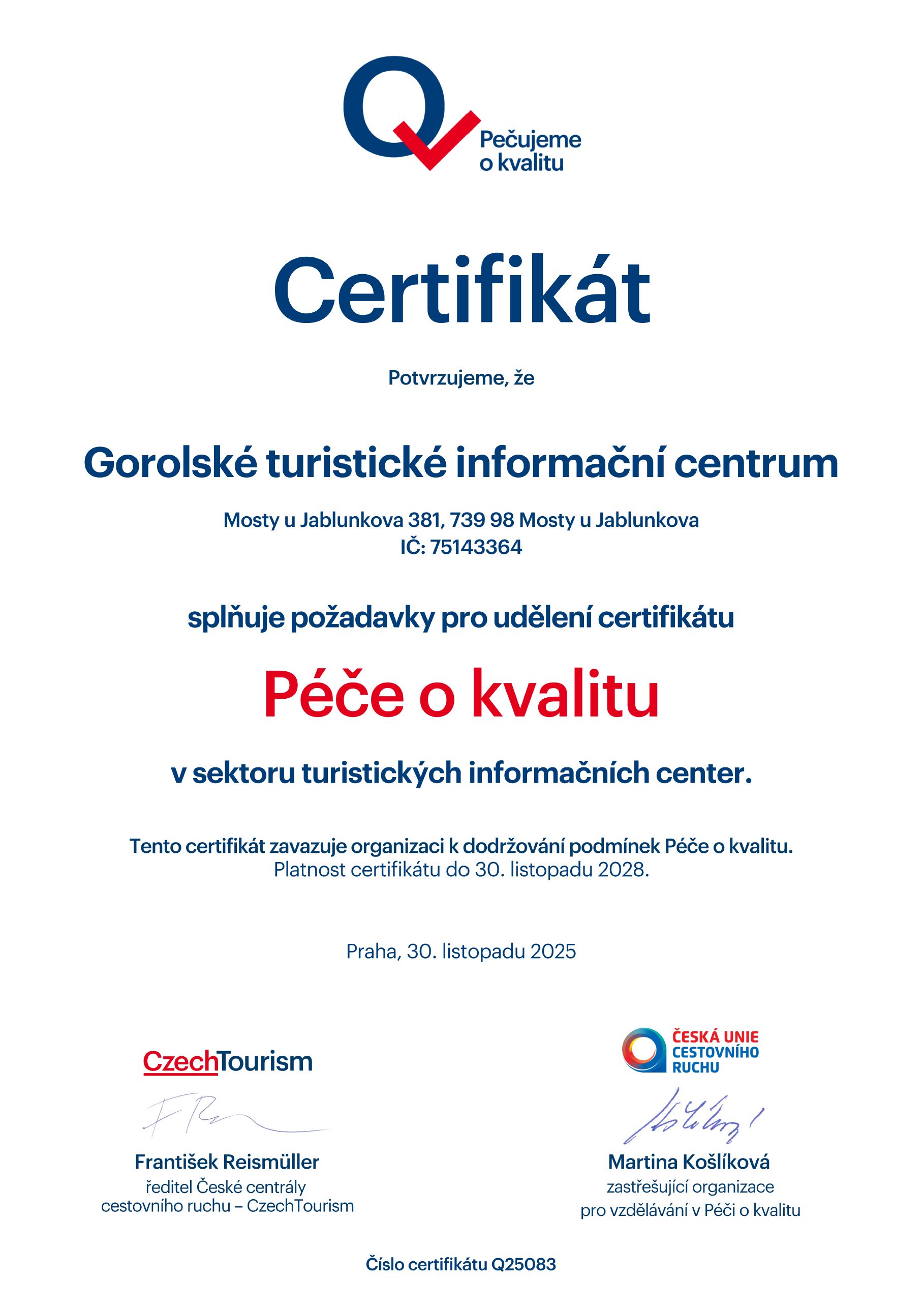 Certifikat Q25083 do 30 11 2028